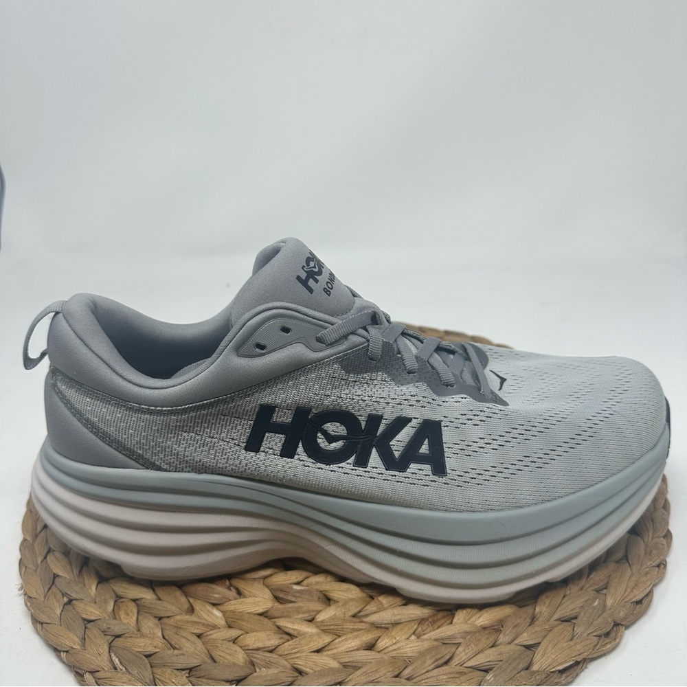 HOKA ONE Bondi 8 Running Shoes Sharkskin Harbor Mist Size 11 Wide Mens